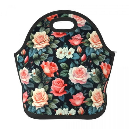 

Generic Rose Floral Insulated Picnic Bag Black