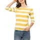 thumbnail image 1 of Dde San Patricio Camisecon mangas de codo pamujer Camisebásiinformal con cuello de barco y corte ajustado Amarillo blanco L, 1 of 6