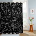thumbnail image 4 of Shower Curtains for Bathroom, Abstract Style Waterproof Fabric Shower Curtain, Black Face Line Modern Character Art Decorative Bathroom Curtain for Bathtub, 72"x84", No Hooks Included, 4 of 9
