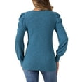 thumbnail image 3 of INSPIRE CHIC Women's Puff Long Sleeve Tunic Tops Knit Crew Neck Casual Shirt, 3 of 5