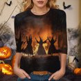 thumbnail image 2 of Godom 2025 Halloween Shirts for Women 3/4 Sleeve Ghost Graphic Tees Festival Tops Crew Neck T-Shirt, 2 of 6