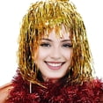 thumbnail image 4 of Peluca de discoteca para cosplay, con oropel brillante, para fiestas, para adultos, metálica, con ambiente divertido y decoración festiva., 4 of 8