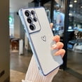 thumbnail image 5 of Designed for Samsung Galaxy S21 Ultra 5G Case,Cute Plating Edge Love Hearts Pattern with Camera Lens Protection Phone Cover for Girls Women,White, 5 of 5