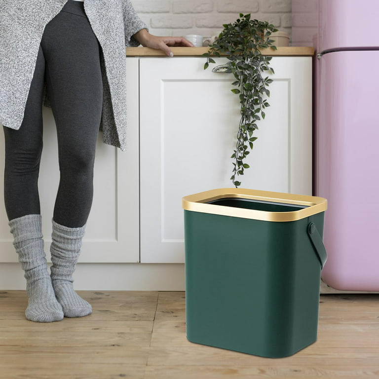 Trash Cans Indoor Rubbish Can Large with Handle Without Lid Garbage Container Bathroom Wastebasket for Washroom Bedroom Home Office Laundry Green