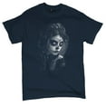 thumbnail image 5 of Sugar Skull Lace T-shirt Black White Day of the Dead Gothic Beauty Monochrome Dia de Los Muertos Elegant Men's Tee, 5 of 7