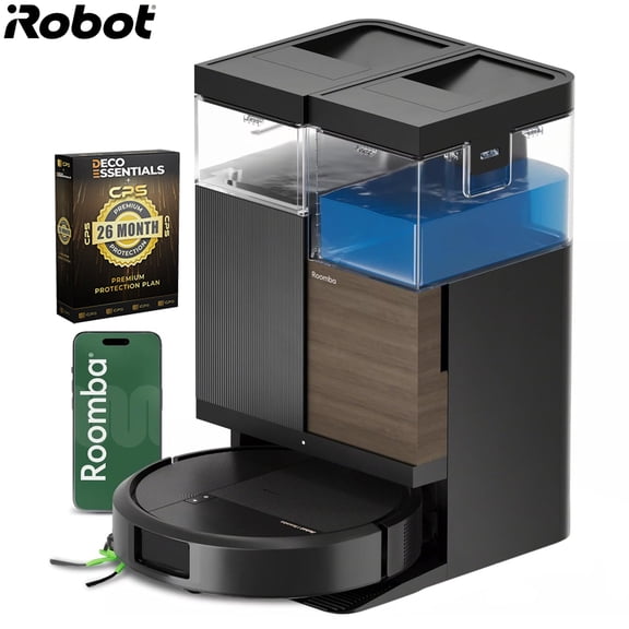 iRobot Roomba Plus 575 Combo Robot AutoWash Dock R285020 Bundle with Deco Essentials Exclusive 26 Month CPS Enhanced Protection Pack
