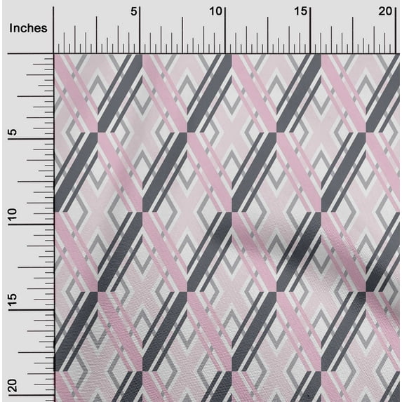 oneOone Cotton Flex Peach Fabric Argyle Geometric Sewing Fabric By The Yard Printed Diy Clothing Sewing Supplies 40 Inch Wide