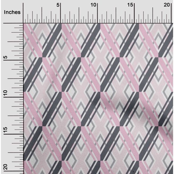 oneOone Cotton Poplin Peach Fabric Argyle Geometric Diy Clothing Quilting Fabric Print Fabric By Yard 42 Inch Wide