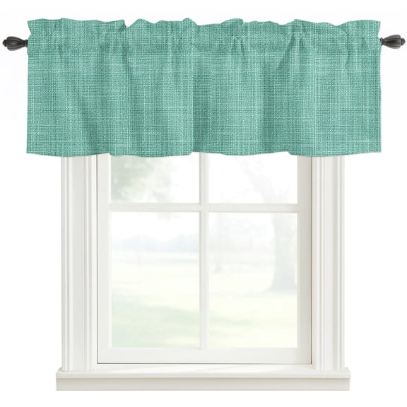 Teal Green Rod Pocket Curtain Valance, Rustic Farmhouse Solid Color Farmhouse Window Valance for Living Room, Bedroom, Kitchen 42"W x 12"L