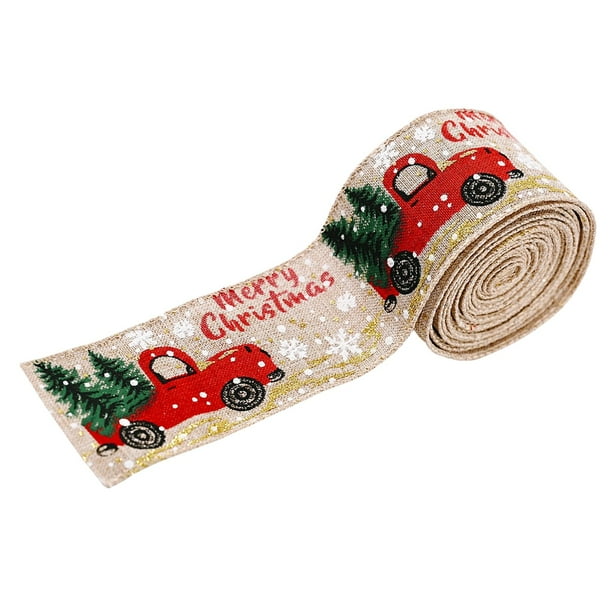 Cinta navideña de 5M, cinta de arpillera con borde con cable, manualidades DIY, hecho a mano para , decoración de lazos de boda de San Soledad Cinta impresa