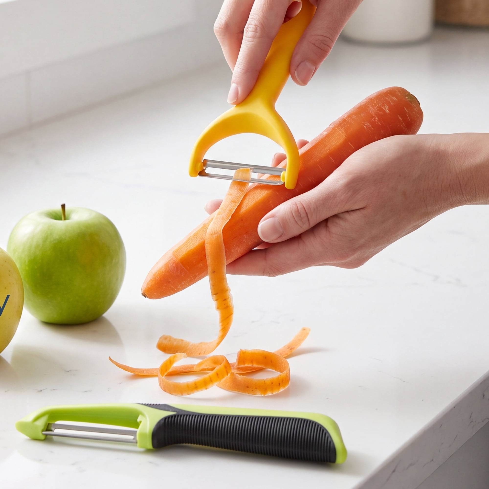 Unique Bargains Durable Potato and Orange Peeler with Ergonomic Handle Colorful 4Pcs