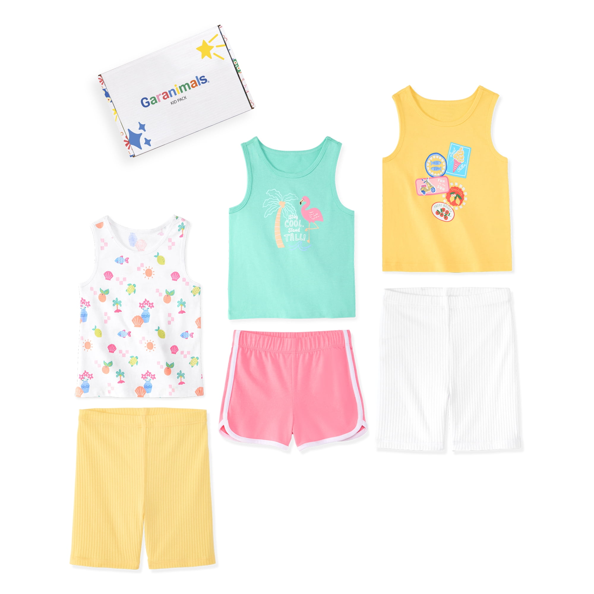 Garanimals Newborn, Baby & Toddler Girl Cotton 6-Piece Outfit Sets, Graphic Tops & Bottoms, Sizes 0-6T