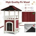 thumbnail image 2 of Yardi Yard 2-Story Wooden Cat House with Asphalt Roof Balcony and Rain Curtain-Red & White锛孋at Houses for Outdoor/Indoor Cats, Warm Feral Cat Shelte, Cat Furniture, 2 of 9