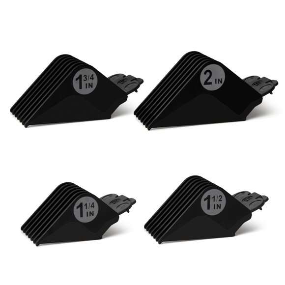 Juego de protectores para cortapelos 16, 14, 12, 10, se adapta a la mayoría de guías de cortapelos Wahl, repuesto de 4 piezas de 1,25 a 2 pulgadas, color negro