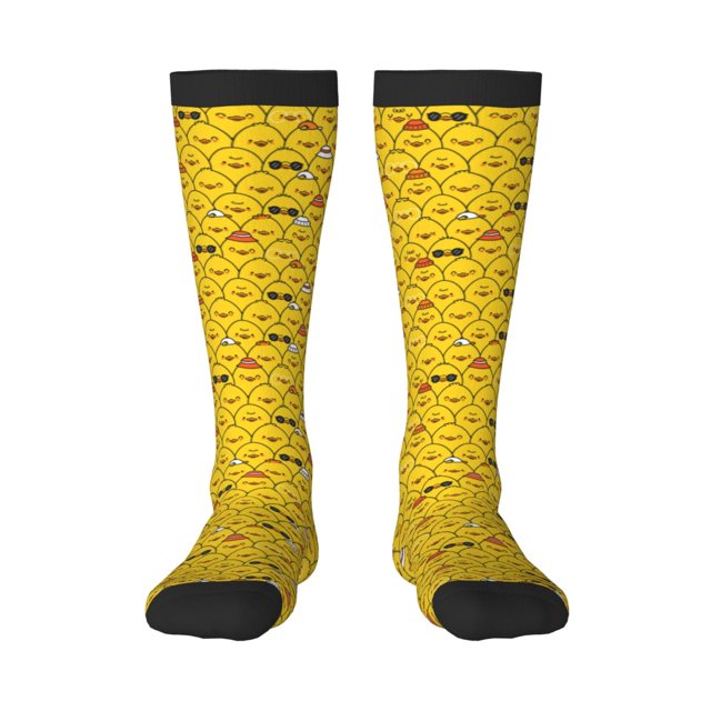 Fotbe Funny Ducks Calcetas Divertidas Estampadas para Hombre y Mujer, Calcetas de Algodón hasta la Rodilla para Caminar, Correr, Enfermería y Embarazo