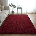 thumbnail image 3 of Homore Cute Fluffy Velvet Carpet Soft Washable Area Rugs for Bedroom/ Living Room Decoration,5'x8',Dark Red, 3 of 8