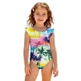 thumbnail image 3 of Grblisyd Girls One Piece Swimsuit Flutter Sleeve Hawaiian Quick Dry Crew Neck Swimwear Beach Sport Bathing Suit for Kids 4t, 3 of 6