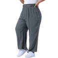 thumbnail image 2 of DARING DIVA Women's Plus Palazzo Stretchy High Waisted Wide Leg Pants 3X Grey, 2 of 6