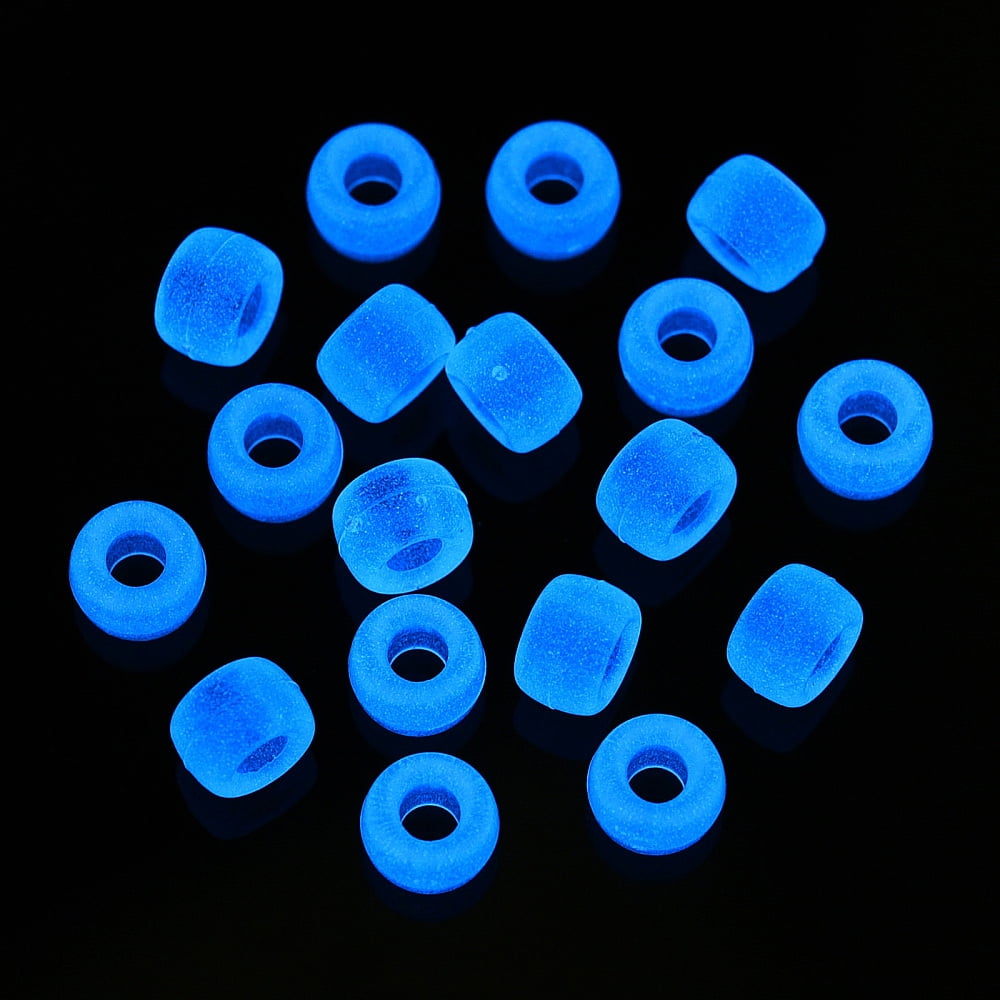 Transparent & Luminous Plastic Beads Frosted Crow Beads Pony Beads Glow in the Dark Barrel White 9x6mm Hole: 3.8mm about 1900pcs/500g