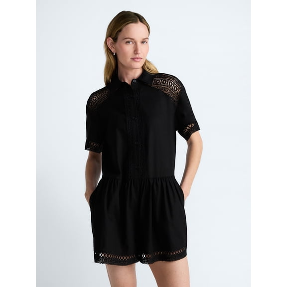 Scoop Women's Crochet Romper, Sizes XS-4XL