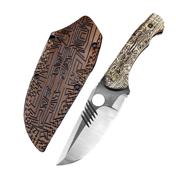 Multipurpose Fixed Blade Utility Knife - 8Cr13Mov Steel Blade with Engraved G10 Handle, Sheath for Home, Office & Light Outdoor Tasks
