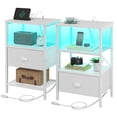 thumbnail image 1 of Juego de 2 mesitas de noche LED blancas con carga, 1 of 8
