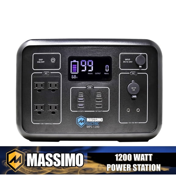 Massimo 1200W Electric Portable Power Station for Emergencies, Camping & Travel