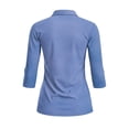 thumbnail image 3 of Uorisanigo Blue Athletic Polo Workout Tops for Women Size S Fashionable Zipper Neck Quick Dry Athletic Polo Shirts Stylish 3/4 Roll Sleeve Outing Wear Pullover for Workout Sports, 3 of 7