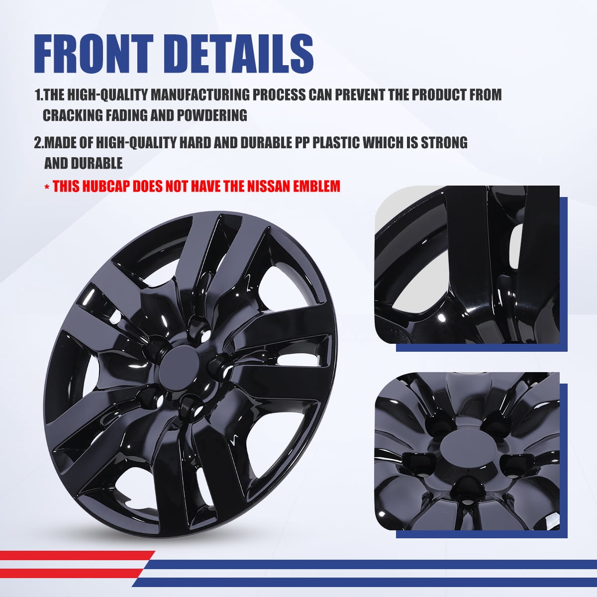 (4 Pack)16" Hubcaps Wheel Rims Cover For 2007-2012 Nissan Altima/2008-2009 Nissan Altima Coupe Compatible With Steel Wheels Bolt On Installation(16-Inch,BLACK LACQUER)