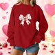 thumbnail image 1 of TaTaai Women's Valentine Bow Heart Print Sweatshirt, Cute Loose Pullover Top, Romantic Christmas Date Night Blouse, Soft Long Sleeve Casual Wear Gift, 1 of 4
