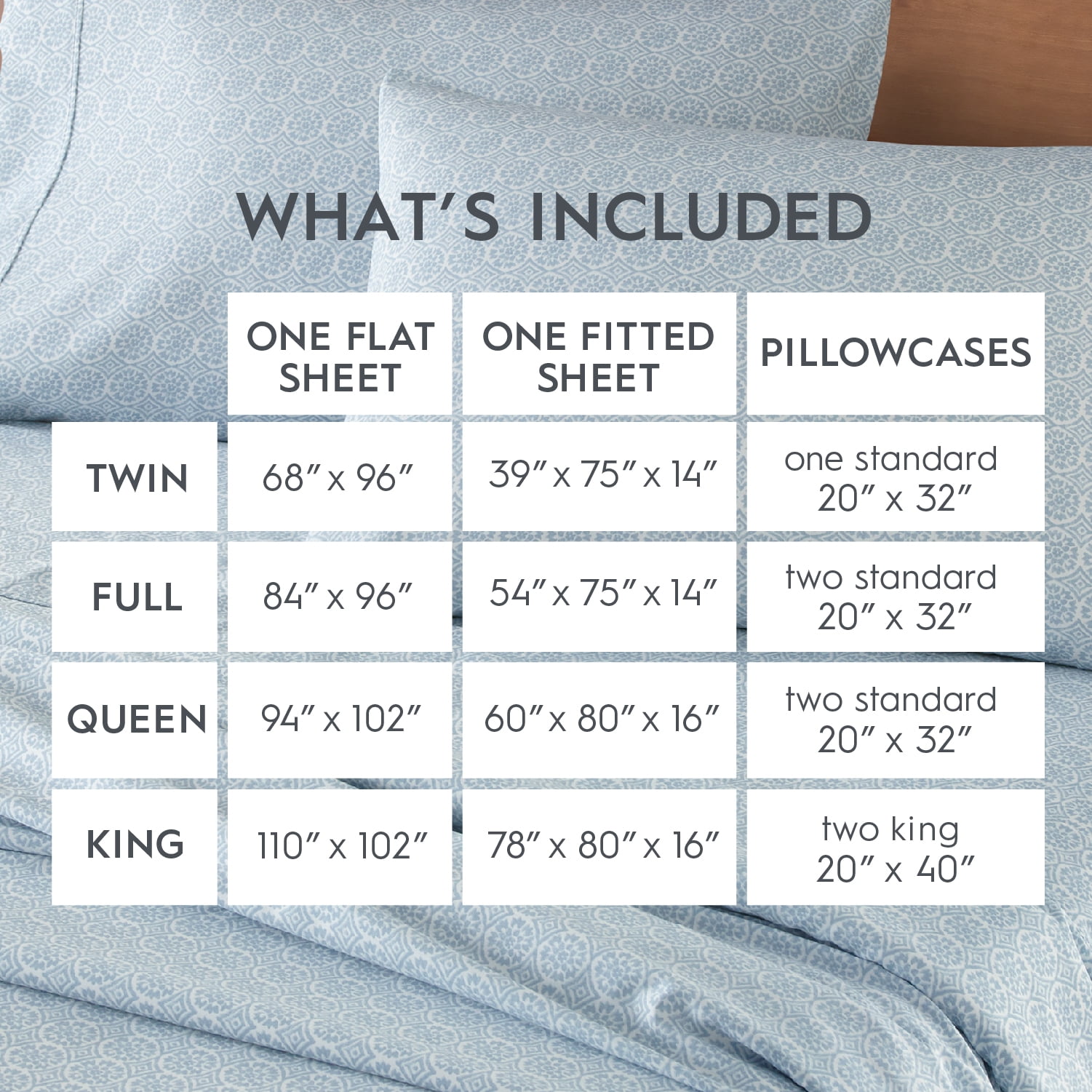 Better Homes & Gardens 4-Piece 300 Thread Count Muted Suzani Soft Silver Cotton Sateen Bed Sheet Set, King
