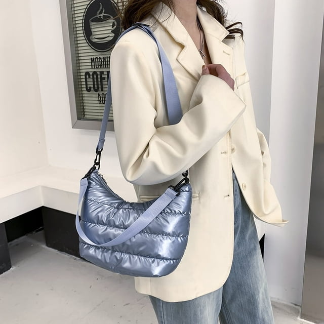 MesaSe Femmes Nylon Fil Sac à Main Hiver Coréen Mode Pure Couleur Top-handle Sacs