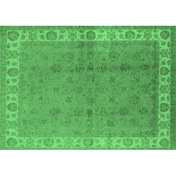 Ahgly Company Indoor Rectangle Oriental Emerald Green Industrial Area Rugs, 7' x 10'