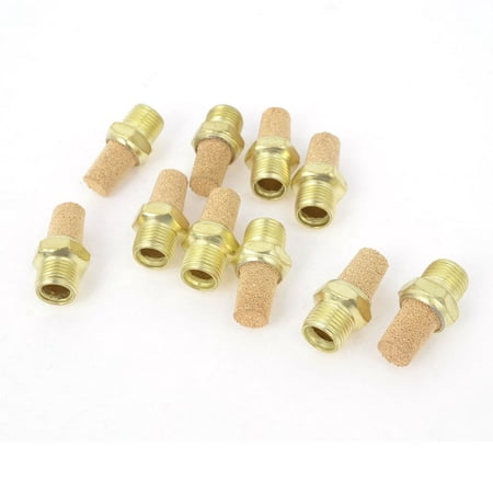 Unique Bargains 10 Pcs Brass 9mm 1/8PT Male Thread Noise Reducing Pneumatic Muffler