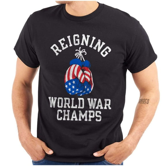 USA American Patriotic Boxing Gloves Plus Size Crewneck Graphic Tee Shirt Brisco Brands 2X