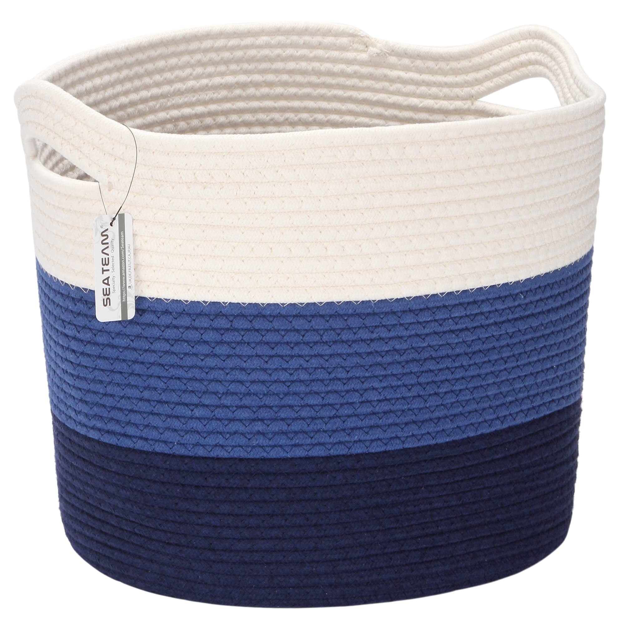 Sea Team Oval Large Cotton Rope Woven Storage Basket with Handles