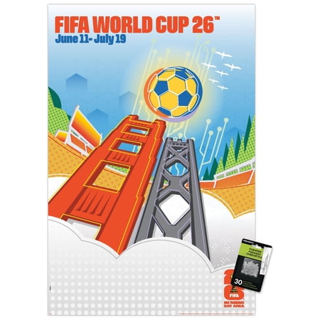 FIFA World Cup 2026 - San Francisco Bay Area Wall Poster with Pushpins, 22.375" x 34"