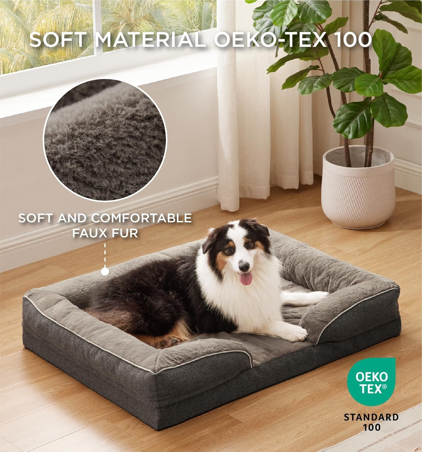 Orthopedic Dog Bed for Extra Large Dogs, Supportive Foam XL Pet Bed Sofa with Washable Removable Cover, Waterproof Large Dog Couch Bed, Non-Slip Bottom and Egg-Crate Foam, Brown
