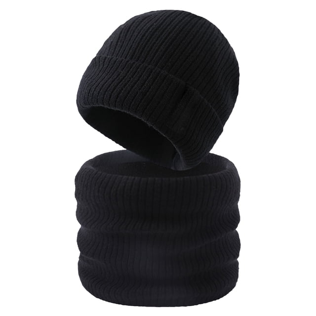 Bib Hat Scarf Set Winter Knitted Woolen Accessories Warm Thickened Padded Outdoor Combo for Cold Weather