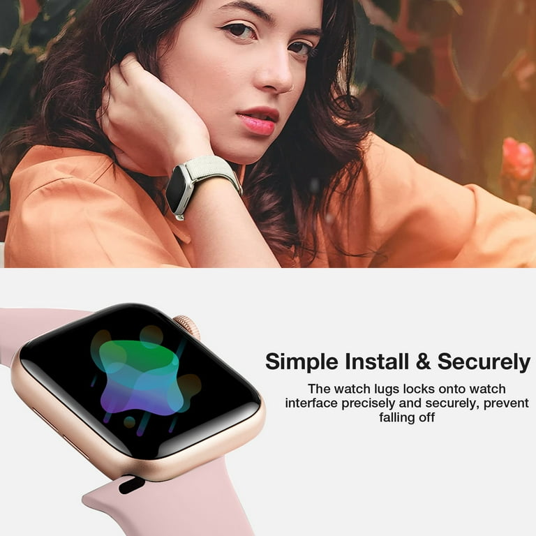 Apple Watch Band 42 44 45 49mm 4Pk Nylon Silicone Apple Watch Strap Sport Solo Loop for Apple Watch Series 1 2 3 4 5 6 7 8 SE Ultra Women Men Pink