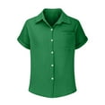 thumbnail image 6 of Olyvenn Button Down Shirts for Women Summer Casual Cotton Linen Tops Short Sleeve Lightweight Boho Shirt Gauze Blouses Green XL, 6 of 7