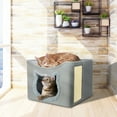 thumbnail image 3 of PHANCIR Camas para Gatos de Interior, Cómoda Cama y Muebles Cuadrados Plegables para Cuevas para Mascotas, con Almohadilla para Rascar y 2 Cojines, Gris, 3 of 7
