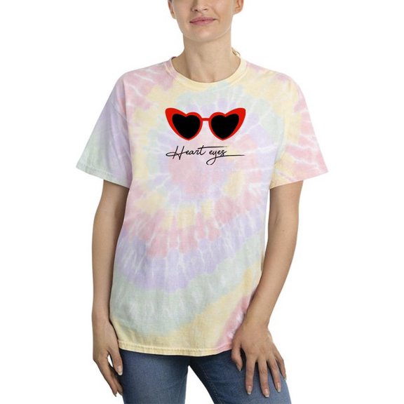 Retro Red Heart Sunglasses Tie Dye Spiral Women -Image by Shutterstock, Female Small