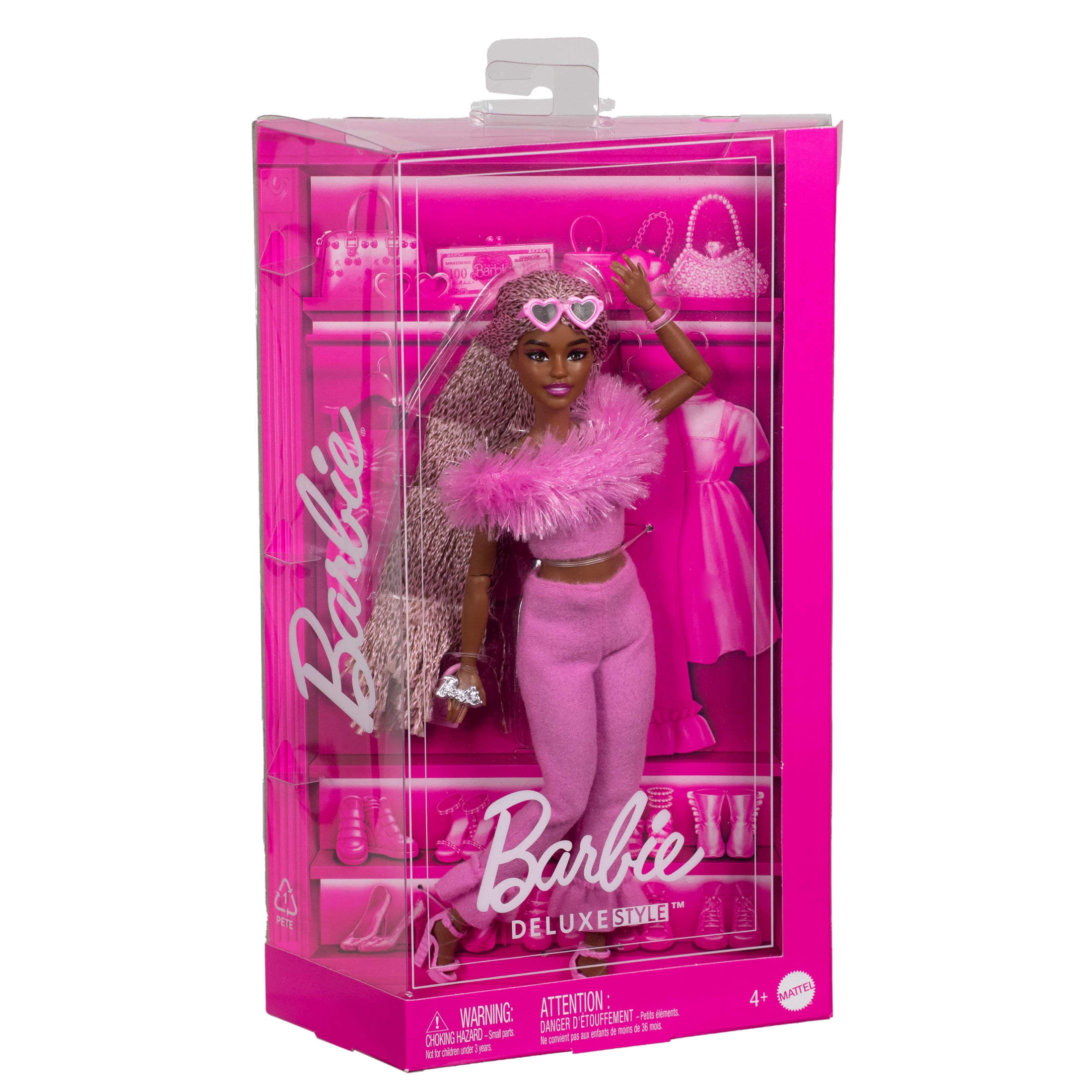 Barbie Deluxe Style Doll #4 in Barbiecore Soft Pink Jumpsuit Outfit, Braids and Fun Accessories