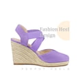 thumbnail image 3 of BLISSFUL STEP Women's Shoes Crisscross Strap Closed Toe Espadrille Wedge Heel Sandals Purple 7.5, 3 of 5