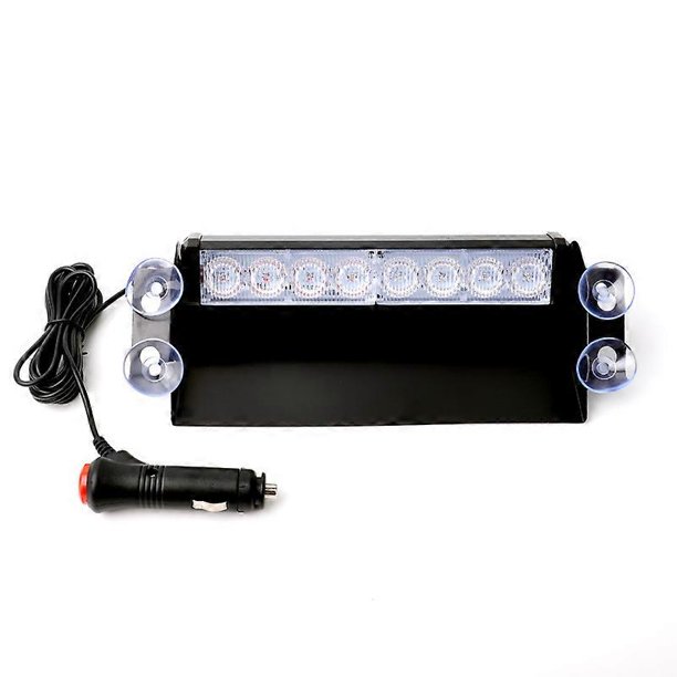 Luz estroboscópica de advertencia para tablero de instrumentos de emergencia para automóvil y camión de 12 V, luces LED de circulación diurna, luces de policía, 8 LED, 3 modos de parpadeo, rojo y az