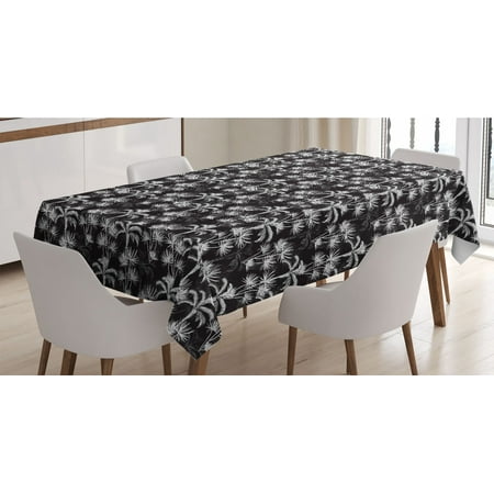 

Tropical Tablecloth Monochrome Repeating Sketchy Pattern with Exotic Palm Tree Silhouettes Rectangle Satin Table Cover for Dining Room and Kitchen 60 X 90 Charcoal Grey White by Ambesonne