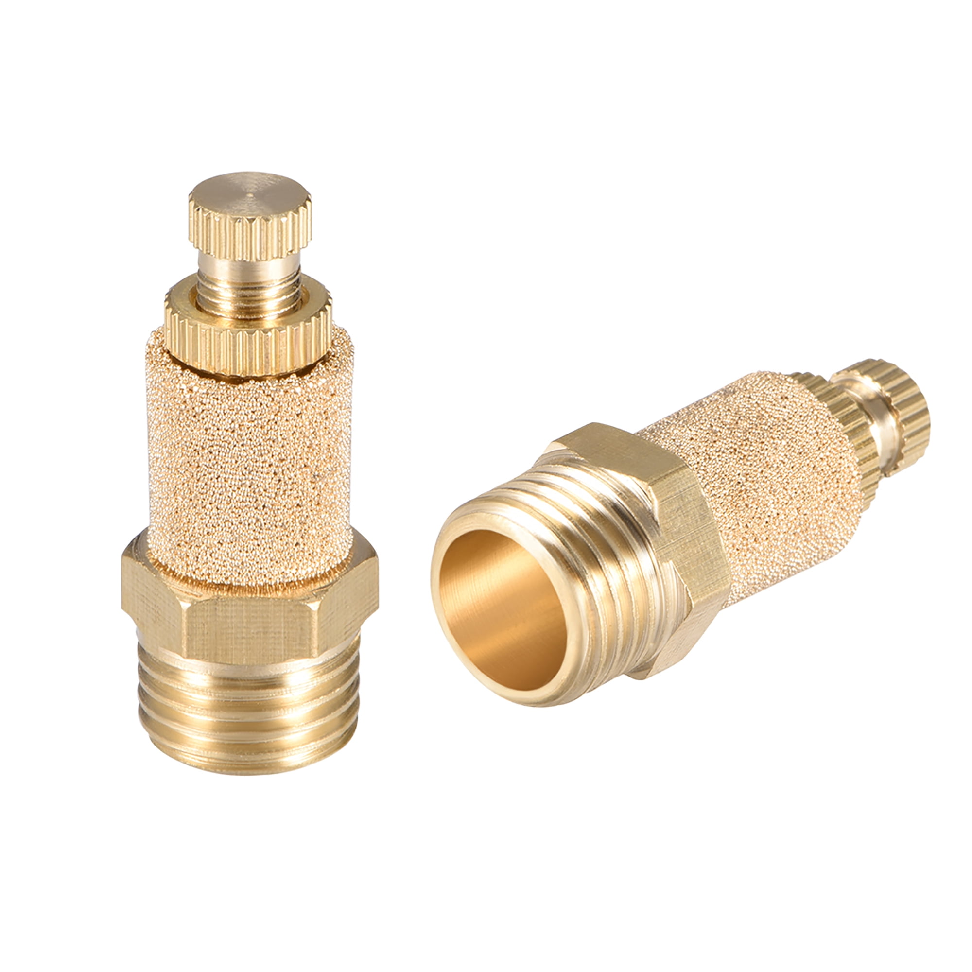 Brass Exhaust Muffler, 1/4" G Male Thread 33/64" Hex Top Adjustable