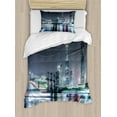 thumbnail image 1 of City Duvet Cover Set Twin Size, Nightfall Scenery of Guangzhou Downtown China Landscape Modern Architecture Exploring, Decorative 2 Piece Bedding Set with 1 Pillow Sham, Multicolor, by Ambesonne, 1 of 3