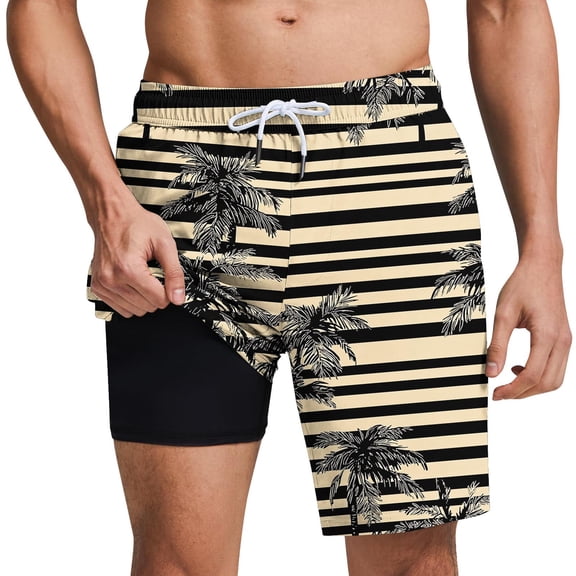 FNFYFH Mens Swim Trunks Quick Dry Mesh Lining Hawaiian Beach Shorts Bathing Suit Swimsuit Swimwear
